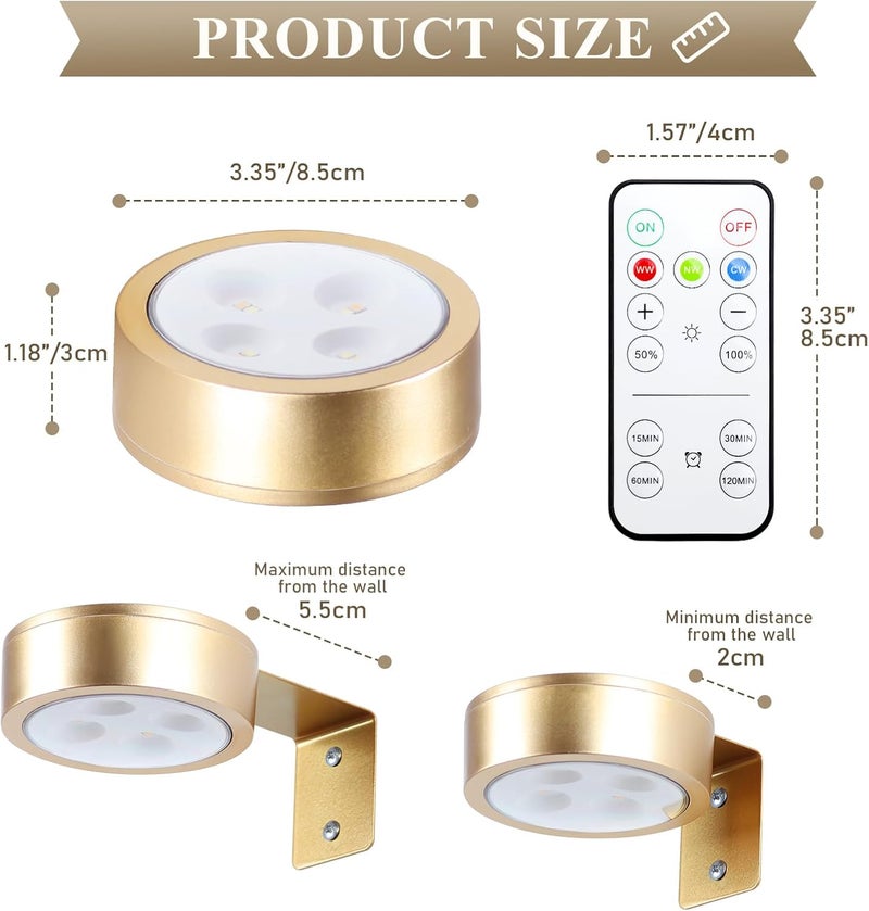 KELUOLY 4-Pack Picture Light Battery Operated Painting Lights for Wall, Magnetic LED Display Art Light with Remote, Dimmable and Timer Portrait Light for Art Frame Artworking, Wall Decor Puck Light - Image 4